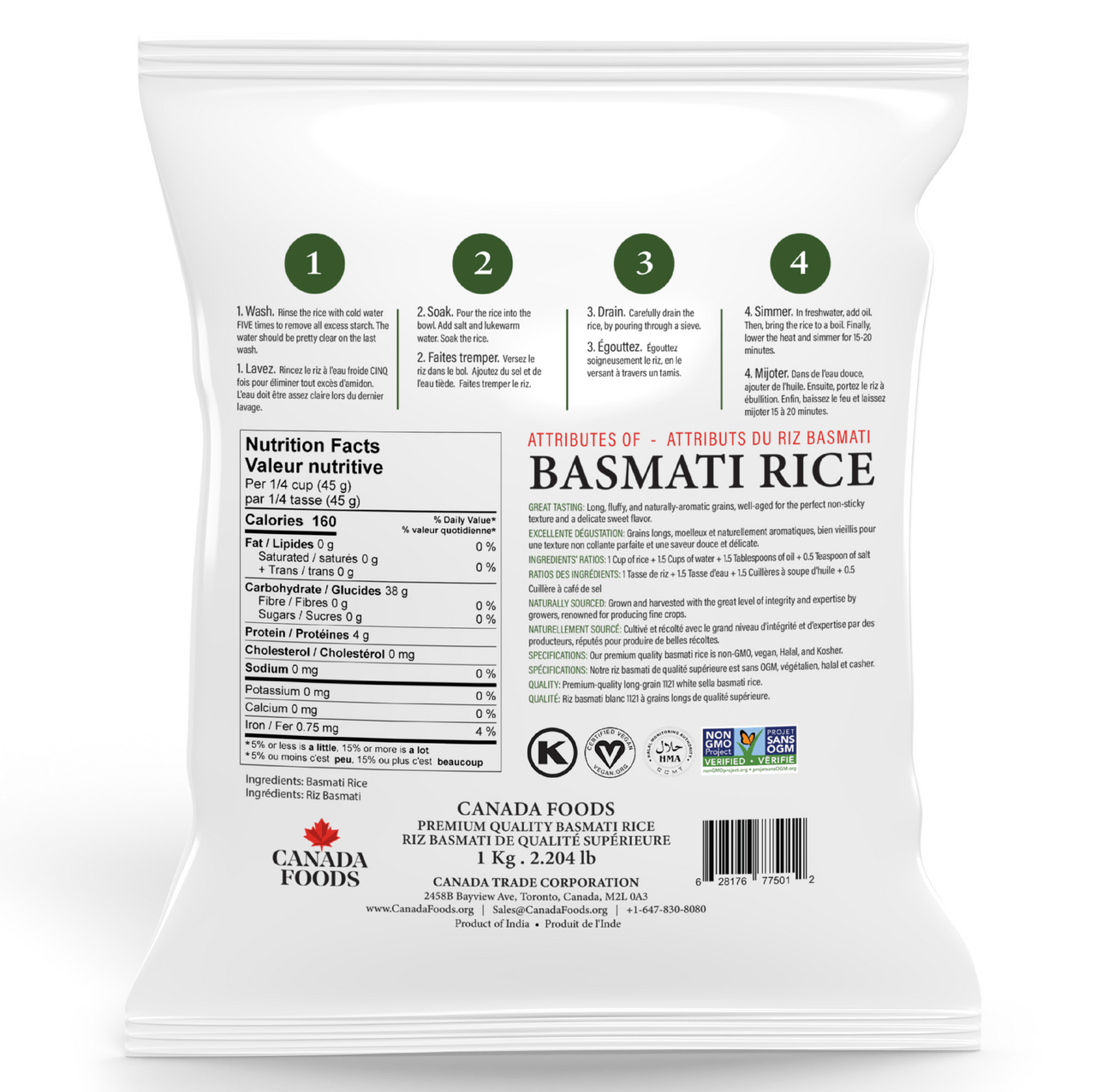 Premium Basmati Rice (1 Kg) Canada Foods